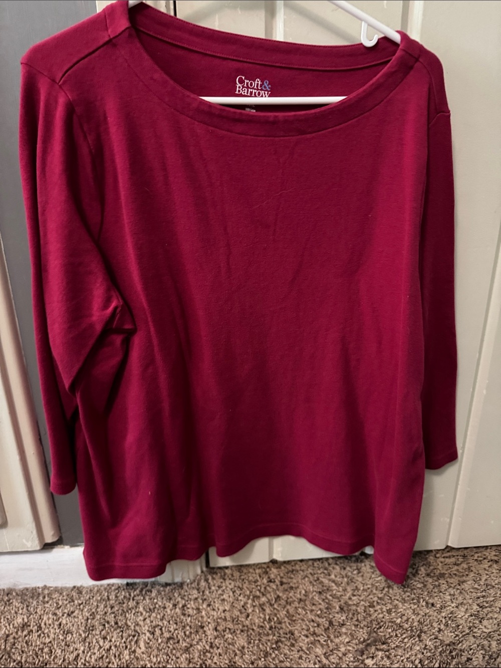 Croft & barrow Women's Long Sleeve Crewneck Top - Deep Berry